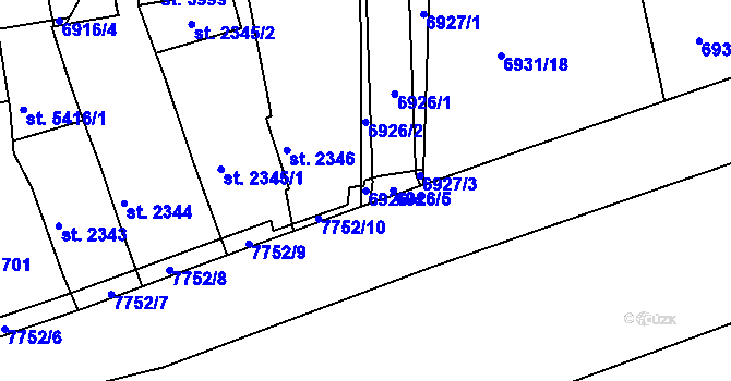 Parcela st. 6926/4 v KÚ Uherský Brod, Katastrální mapa