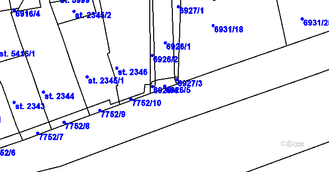 Parcela st. 6926/5 v KÚ Uherský Brod, Katastrální mapa