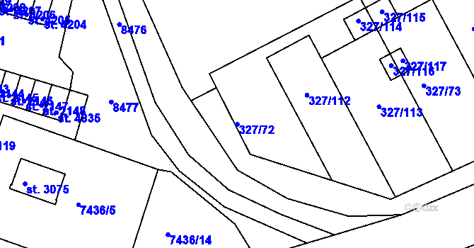 Parcela st. 327/72 v KÚ Uherský Brod, Katastrální mapa