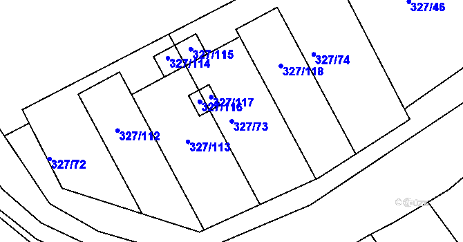 Parcela st. 327/73 v KÚ Uherský Brod, Katastrální mapa