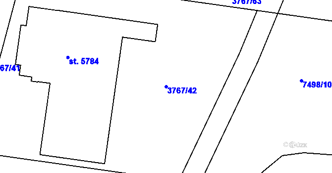 Parcela st. 3767/42 v KÚ Uherský Brod, Katastrální mapa