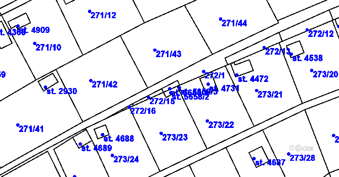 Parcela st. 5658/1 v KÚ Uherský Brod, Katastrální mapa