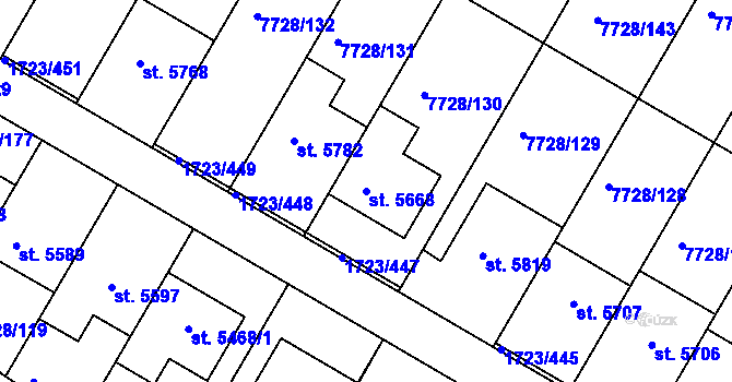 Parcela st. 5668 v KÚ Uherský Brod, Katastrální mapa