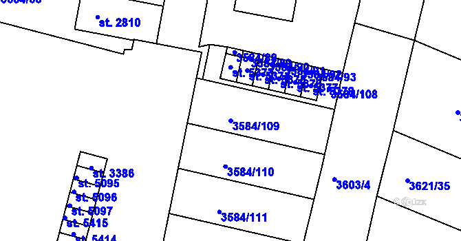 Parcela st. 3584/109 v KÚ Uherský Brod, Katastrální mapa