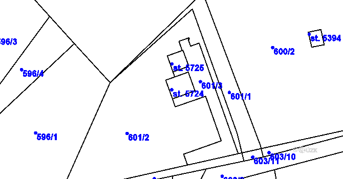 Parcela st. 5724 v KÚ Uherský Brod, Katastrální mapa