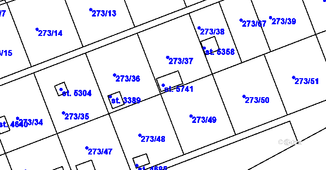 Parcela st. 5741 v KÚ Uherský Brod, Katastrální mapa
