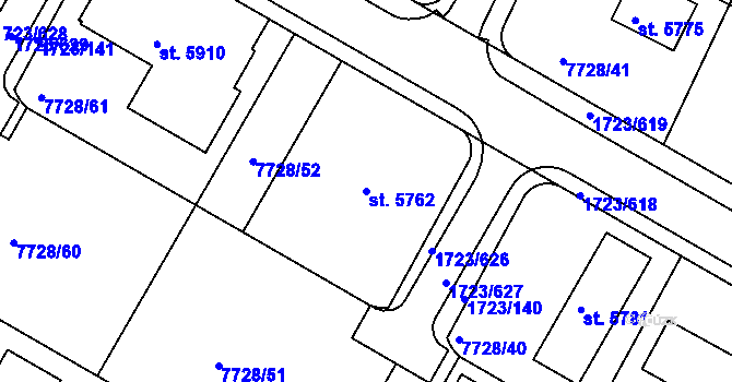 Parcela st. 5762 v KÚ Uherský Brod, Katastrální mapa