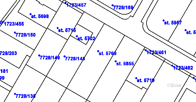 Parcela st. 5769 v KÚ Uherský Brod, Katastrální mapa