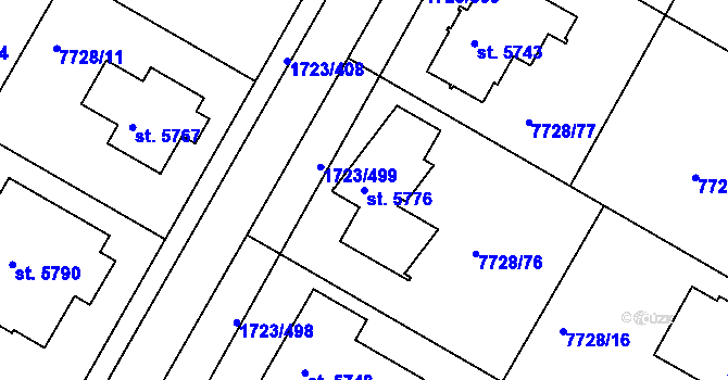 Parcela st. 5776 v KÚ Uherský Brod, Katastrální mapa
