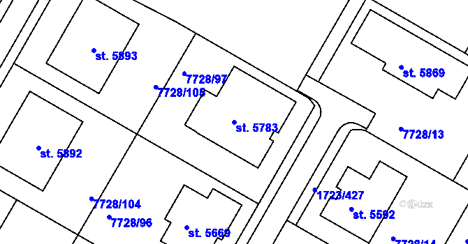 Parcela st. 5783 v KÚ Uherský Brod, Katastrální mapa