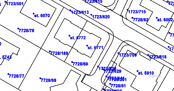 Parcela st. 5771 v KÚ Uherský Brod, Katastrální mapa