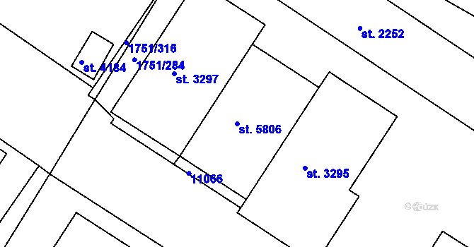 Parcela st. 5806 v KÚ Uherský Brod, Katastrální mapa
