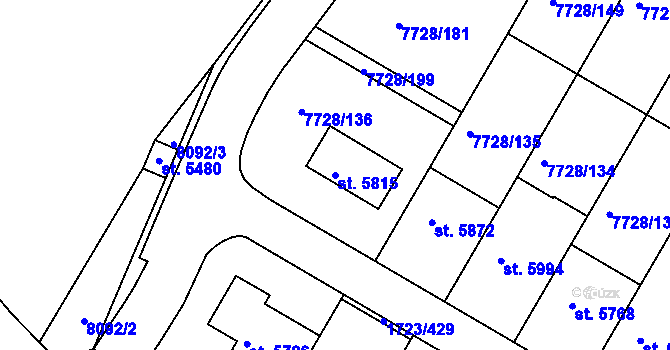 Parcela st. 5815 v KÚ Uherský Brod, Katastrální mapa
