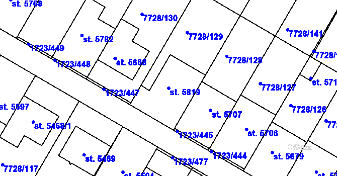 Parcela st. 5819 v KÚ Uherský Brod, Katastrální mapa