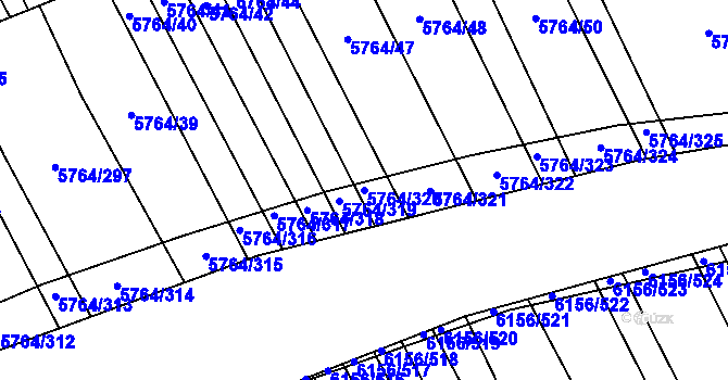 Parcela st. 5764/320 v KÚ Uherský Brod, Katastrální mapa