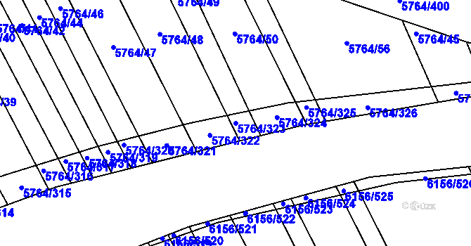 Parcela st. 5764/323 v KÚ Uherský Brod, Katastrální mapa