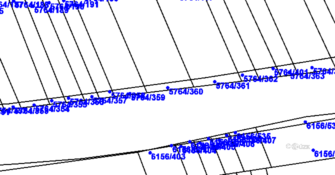 Parcela st. 5764/360 v KÚ Uherský Brod, Katastrální mapa