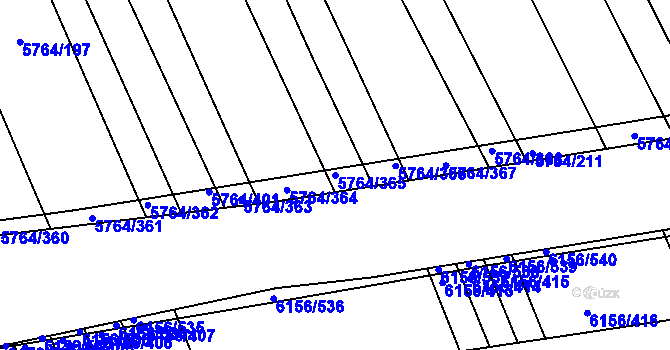 Parcela st. 5764/365 v KÚ Uherský Brod, Katastrální mapa