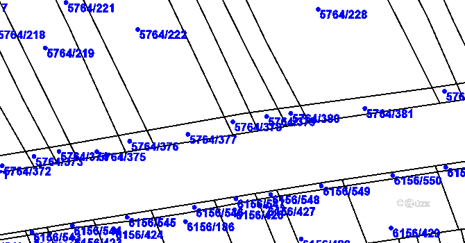 Parcela st. 5764/378 v KÚ Uherský Brod, Katastrální mapa