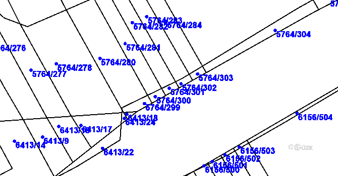 Parcela st. 5764/301 v KÚ Uherský Brod, Katastrální mapa