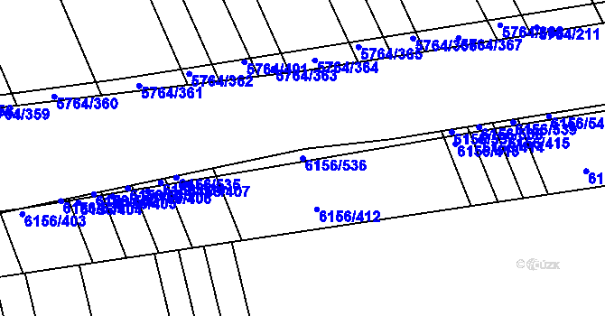 Parcela st. 6156/536 v KÚ Uherský Brod, Katastrální mapa