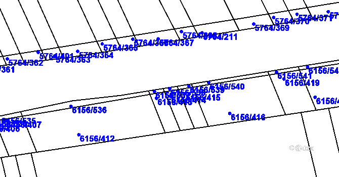 Parcela st. 6156/538 v KÚ Uherský Brod, Katastrální mapa