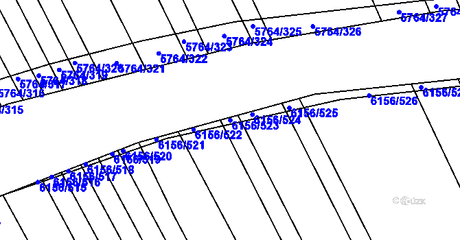 Parcela st. 6156/523 v KÚ Uherský Brod, Katastrální mapa
