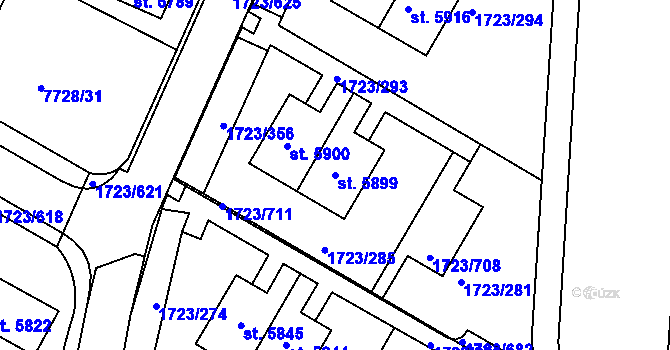 Parcela st. 5899 v KÚ Uherský Brod, Katastrální mapa