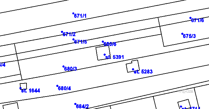 Parcela st. 5391 v KÚ Uherský Brod, Katastrální mapa