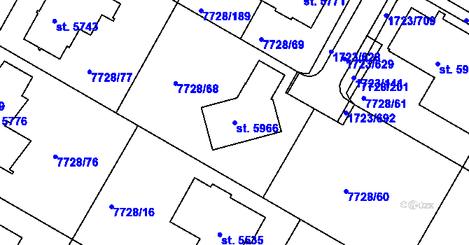 Parcela st. 5966 v KÚ Uherský Brod, Katastrální mapa