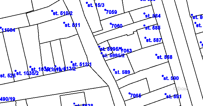 Parcela st. 5995/2 v KÚ Uherský Brod, Katastrální mapa
