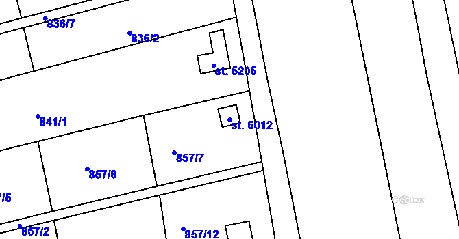 Parcela st. 6012 v KÚ Uherský Brod, Katastrální mapa