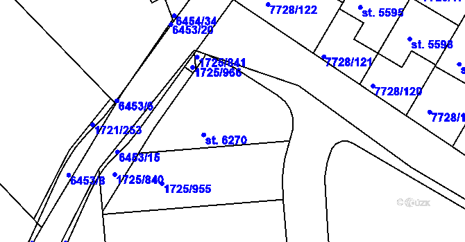 Parcela st. 1725/956 v KÚ Uherský Brod, Katastrální mapa