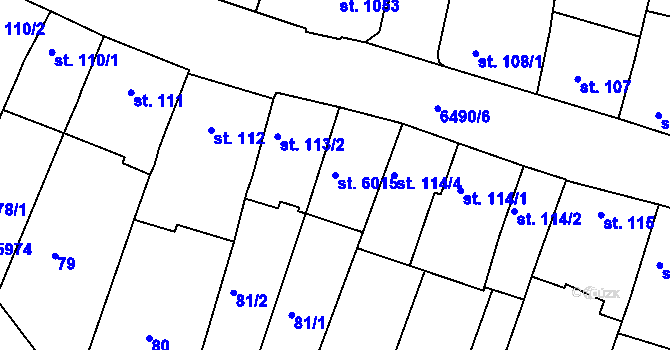 Parcela st. 6015 v KÚ Uherský Brod, Katastrální mapa