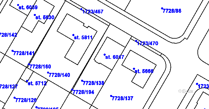 Parcela st. 6017 v KÚ Uherský Brod, Katastrální mapa