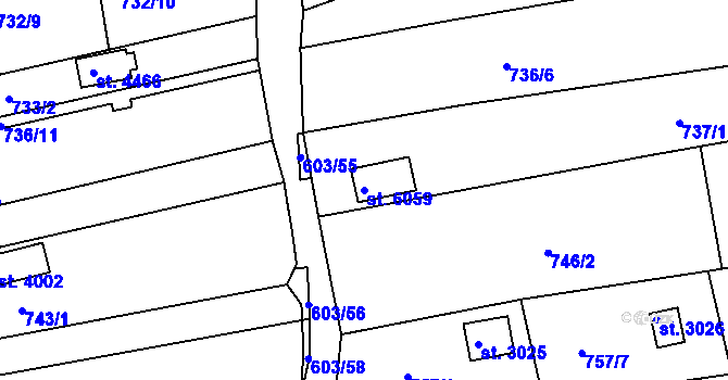 Parcela st. 6059 v KÚ Uherský Brod, Katastrální mapa