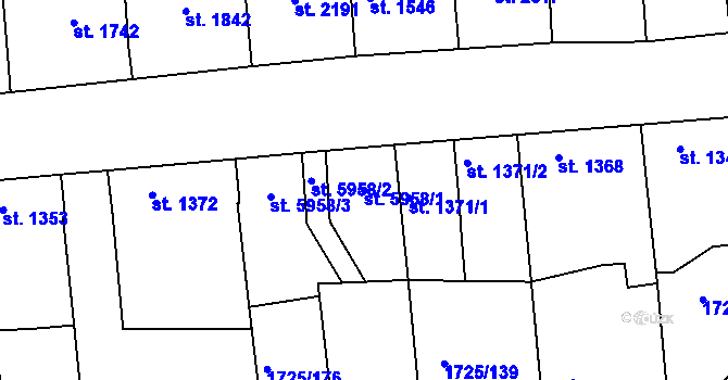 Parcela st. 5958/1 v KÚ Uherský Brod, Katastrální mapa