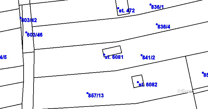 Parcela st. 6081 v KÚ Uherský Brod, Katastrální mapa