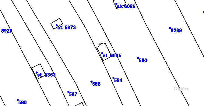 Parcela st. 6095 v KÚ Uherský Brod, Katastrální mapa