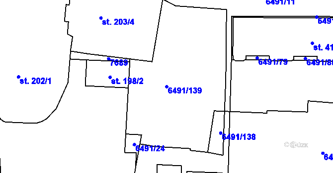 Parcela st. 6491/139 v KÚ Uherský Brod, Katastrální mapa