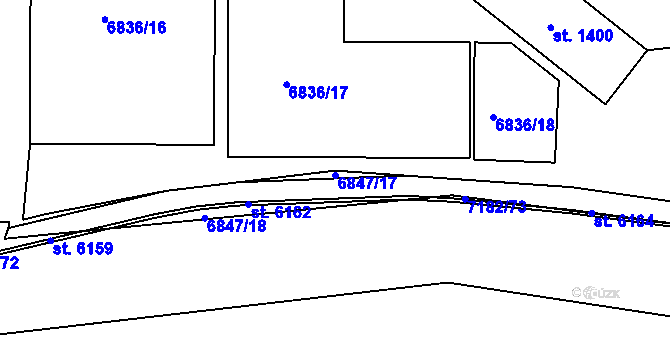 Parcela st. 6847/17 v KÚ Uherský Brod, Katastrální mapa