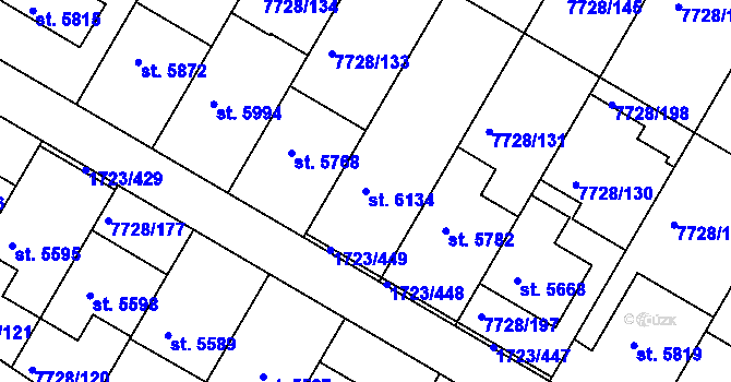 Parcela st. 6134 v KÚ Uherský Brod, Katastrální mapa