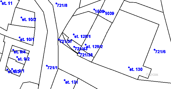 Parcela st. 129/2 v KÚ Kvačice, Katastrální mapa
