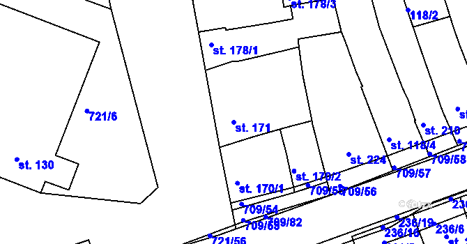 Parcela st. 171 v KÚ Kvačice, Katastrální mapa
