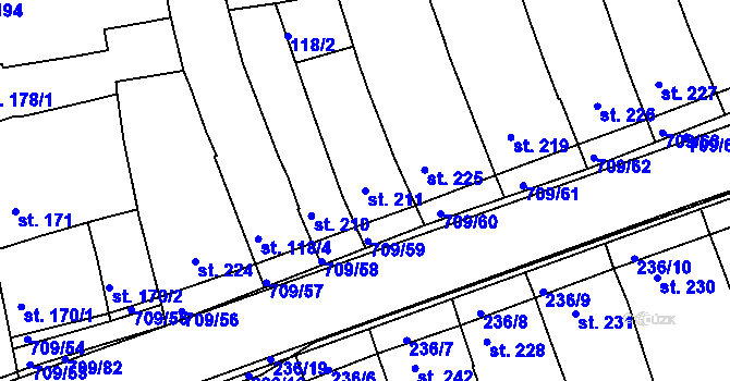 Parcela st. 211 v KÚ Kvačice, Katastrální mapa