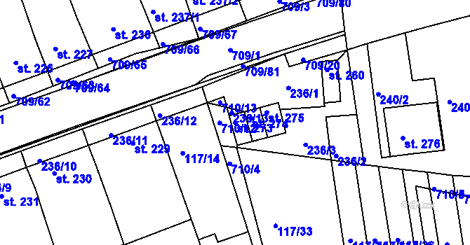 Parcela st. 273 v KÚ Kvačice, Katastrální mapa