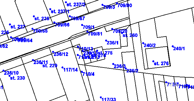 Parcela st. 275 v KÚ Kvačice, Katastrální mapa