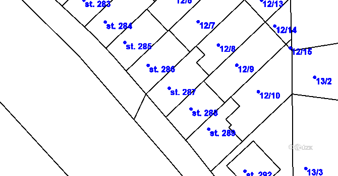 Parcela st. 287 v KÚ Kvačice, Katastrální mapa