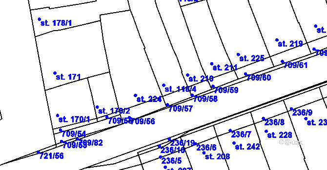Parcela st. 118/4 v KÚ Kvačice, Katastrální mapa