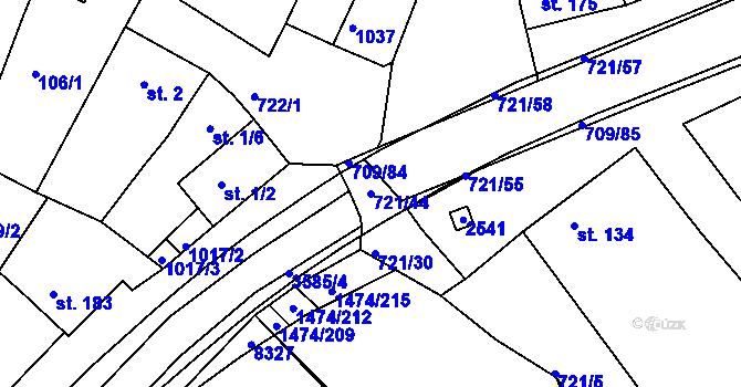 Parcela st. 721/44 v KÚ Kvačice, Katastrální mapa